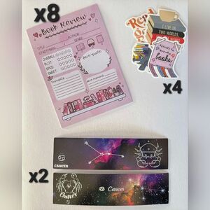 Book Lovers Bundle zodic bookmarks book review sheets stickers